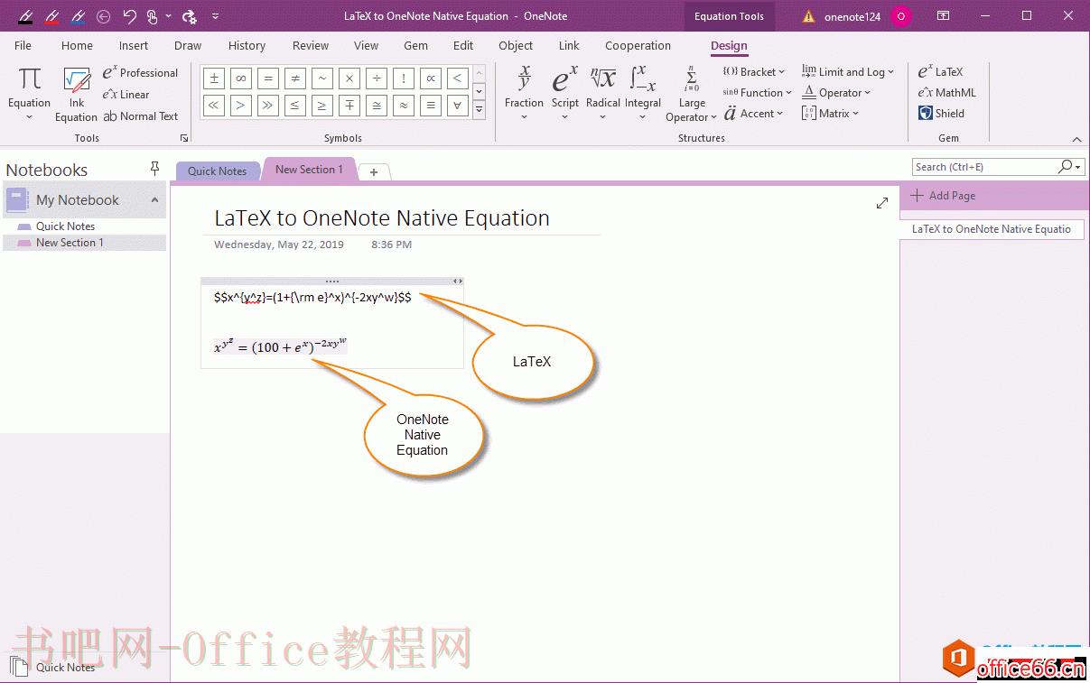 OneNote的原生公式