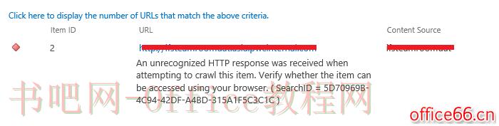 SharePoint Error - An unrecognized HTTP response was received when attempting to crawl this item