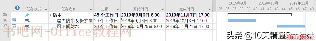 Project中摘要任务的工期和时间是怎么计算的