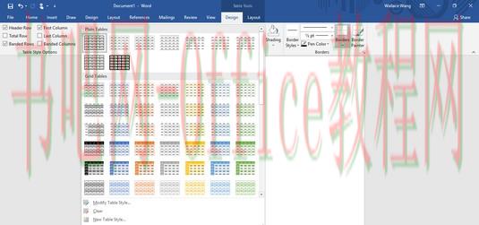 表格样式<b>Word</b> 2019