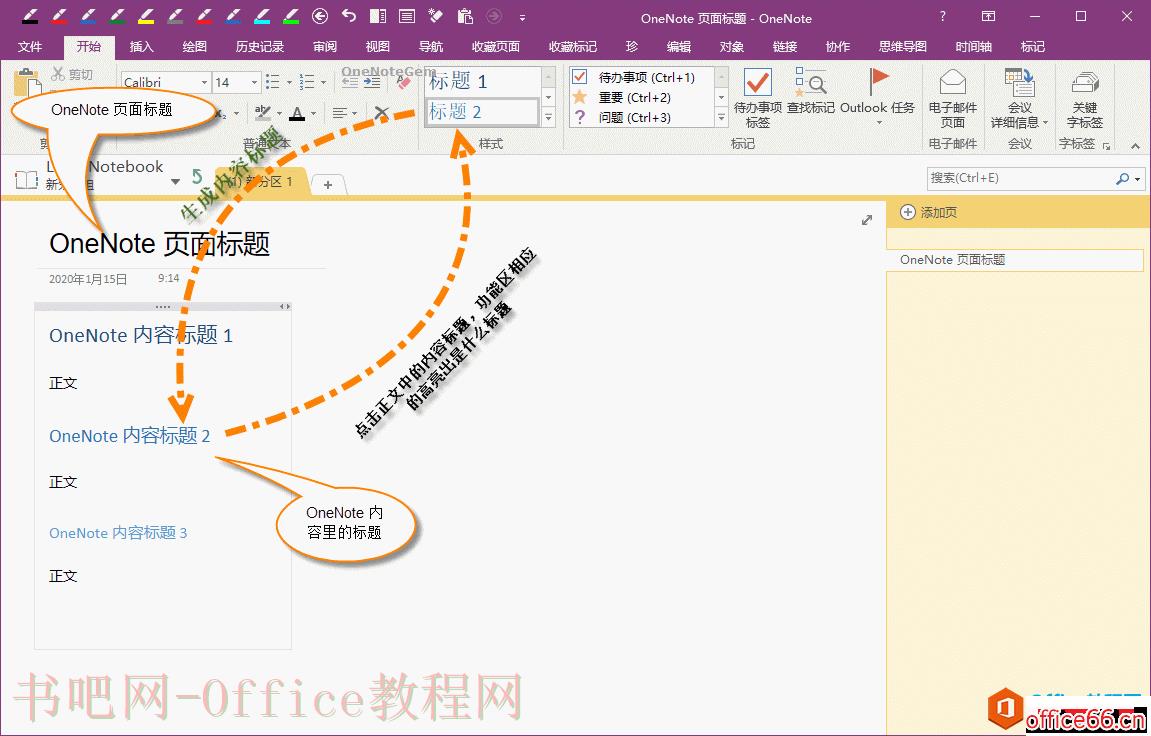 什么是 OneNote 的内容标题？