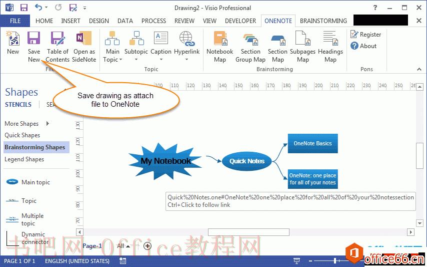 直接从 Visio 保存绘图到 OneNote