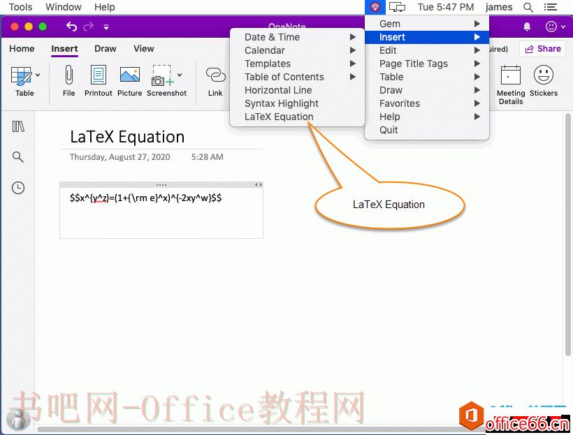 如何从网页复制 LaTeX 表达式，生成并以图片公式形式放入 OneNote 里