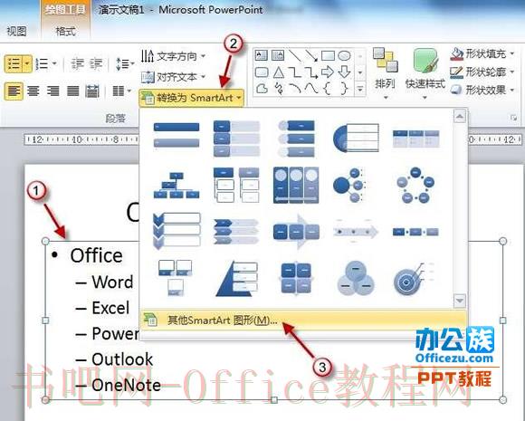 PowerPoint2010普通文本转化成SmartArt图形教程
