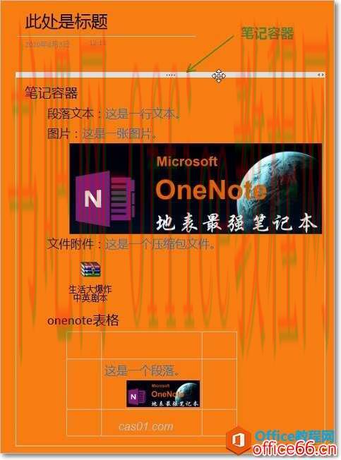 onenote页面的内置对象层级结构如下图。