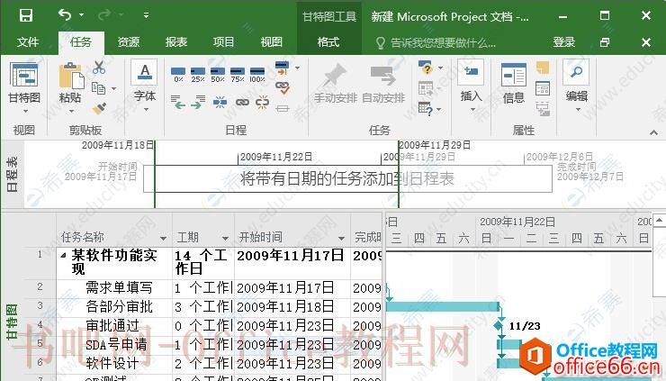 Project 2016如何在条形图中间显示任务名称