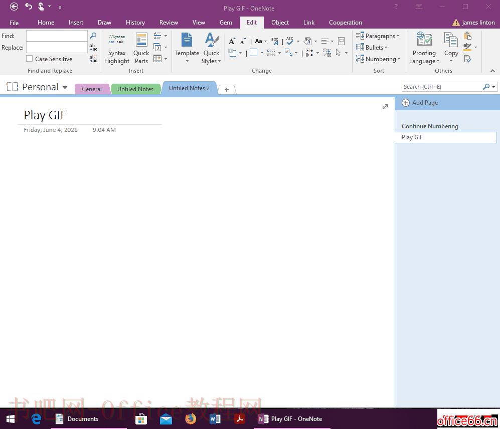 通过珍宝插件打开 OneNote 里的 GIF 图片，查看动图。