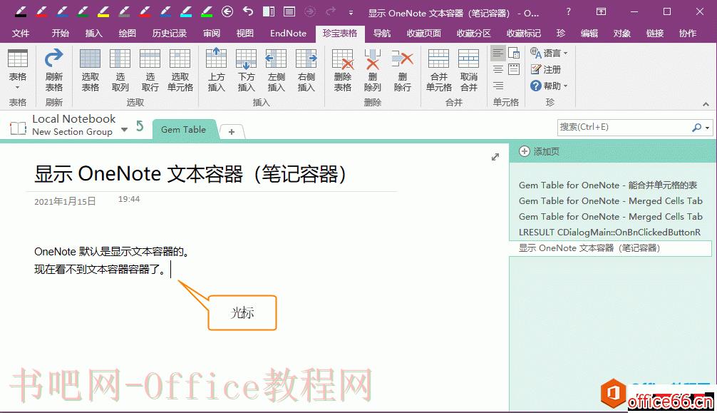 OneNote不显示文本容器