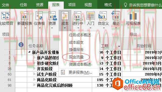 Project 2016中现金流量如何查看？