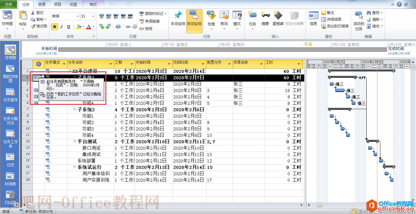 Project功能相关设置 Project资源和工时和里程碑